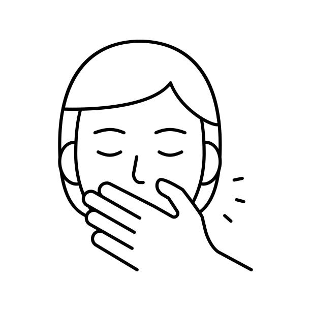 害羞牙齿牙套线图标矢量插图图片下载