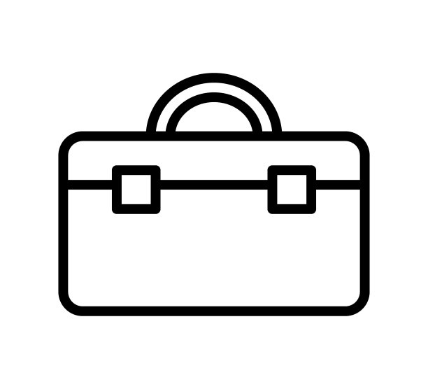 公文包扁线图标。行李箱,业务包。用于移动概念和网页设计、商店的大纲标识图片下载