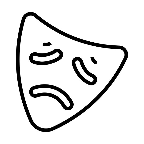 从电影收藏的悲剧图标。单薄的线性悲剧，悲伤，发挥轮廓图标孤立在白色背景上。线矢量悲剧符号，网络和移动的符号。图片下载