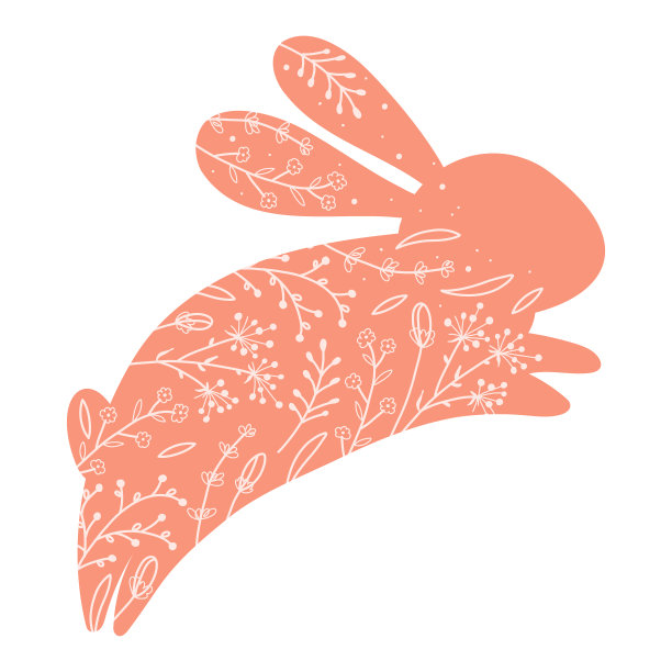 复活节兔子的剪影。插图可爱的小红兔在平坦的风格。向量图片下载