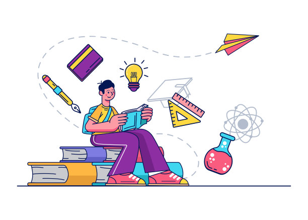 一个正在读书的学生的插图。教育的例子图片下载