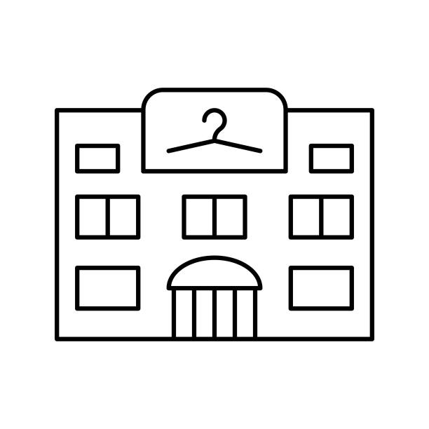 服装店专卖店线图标矢量插图图片下载