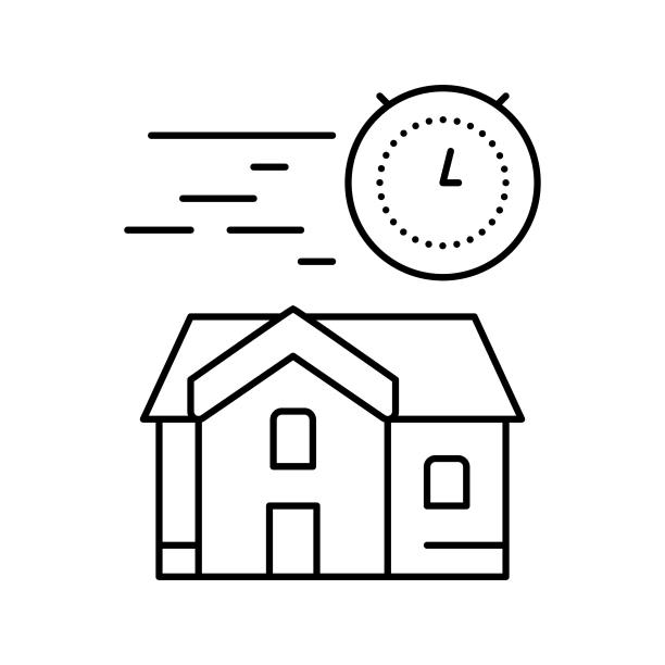 快速建筑房子线图标矢量插图图片下载