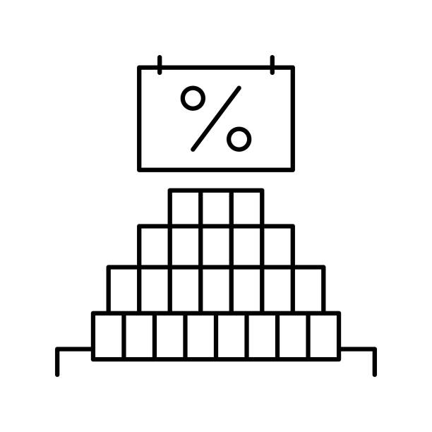 产品销售与折扣线图标矢量插图图片下载
