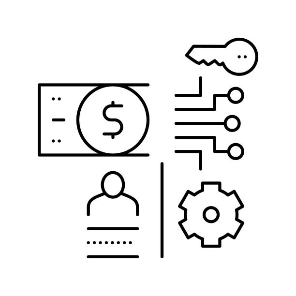 电子货币安全线图标矢量插图图片下载