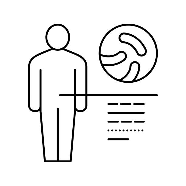 肠道菌群线图标矢量插图图片下载