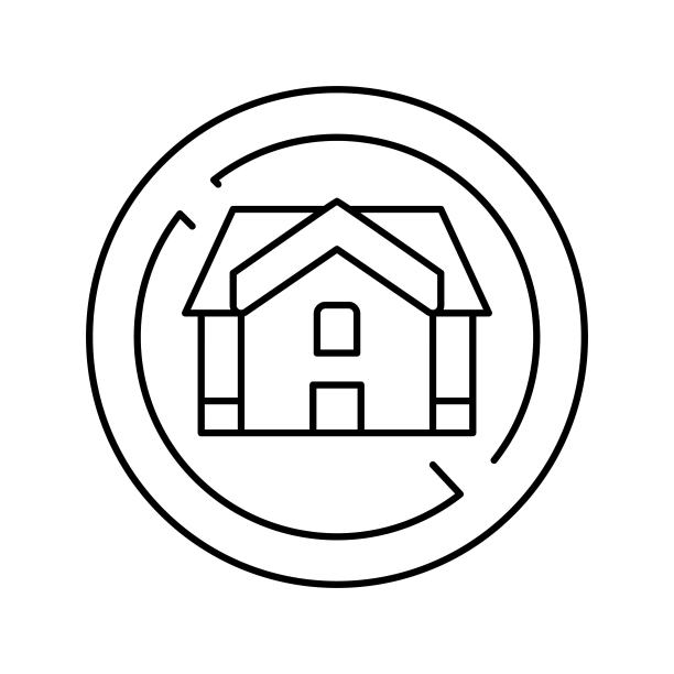 无家可归的贫困问题线图标矢量插图图片下载