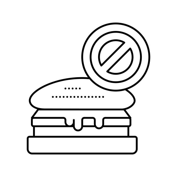 无脂肪糖尿病饮食线图标矢量插图图片下载