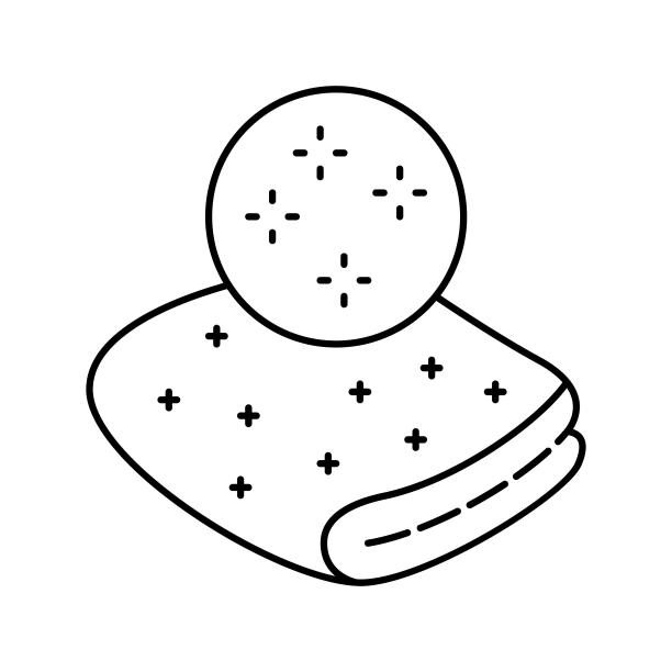 丝绸织物线图标矢量插图图片下载