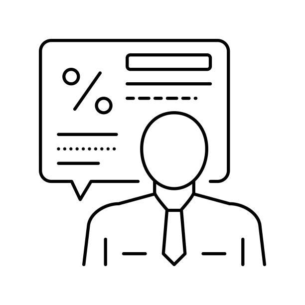 经理解释贷款线图标矢量插图图片下载