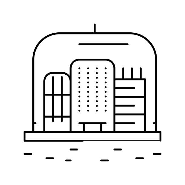 宇宙城在穹顶线图标矢量插图图片下载