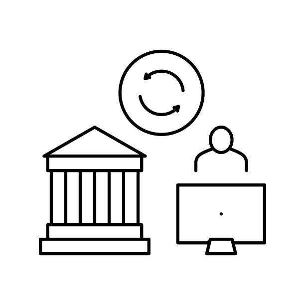 商人工作支付贷款线图标矢量插图图片下载