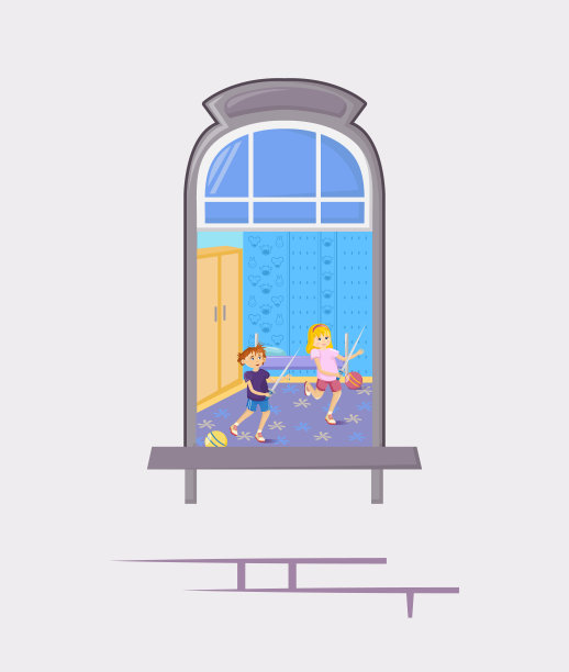 老房子窗户里的邻居。开着窗户和人的房屋建筑立面。图片下载