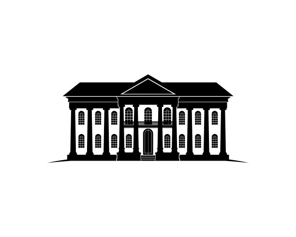 经典殖民建筑的简单平面插图图片下载