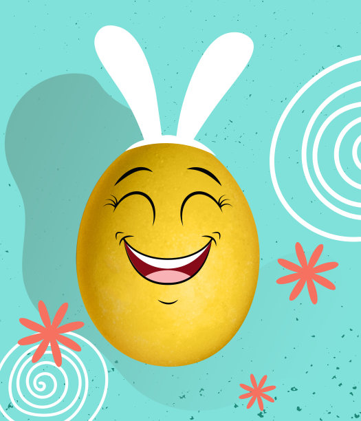 在复活节兔子的卡通风格中画出有趣可爱的彩蛋。复活节传统快乐，心情舒畅。节日概念，春天，庆祝，家庭时光，孩子，销售图片下载