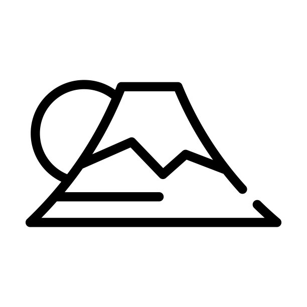 富士山细线图标。日本富士线性图标源自建筑物概念孤立轮廓标志。矢量插图符号元素的网页设计和应用程序。图片下载