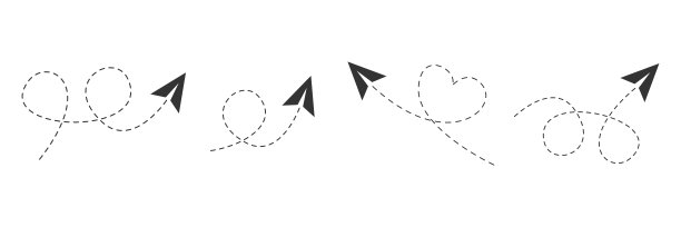 纸飞机与虚线路线设置。图片下载