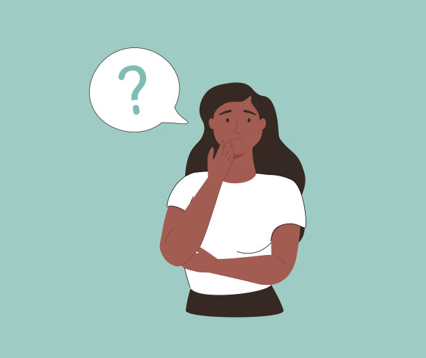 黑人女商人思考着什么，看着问号。深思熟虑的非洲女孩做出了这个决定。图片下载