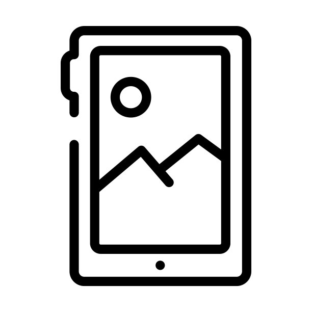 带有图片细线图标的平板电脑。平板、相机线性图标从技术概念孤立轮廓标志。矢量插图符号元素的网页设计和应用程序。图片下载