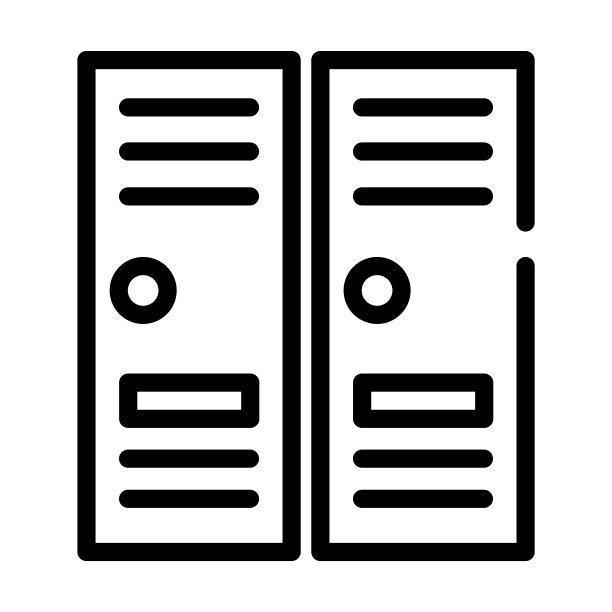 学生储物柜细线图标。储物柜、门的线性图标来自学院概念孤立的轮廓标志。矢量插图符号元素的网页设计和应用程序。图片下载