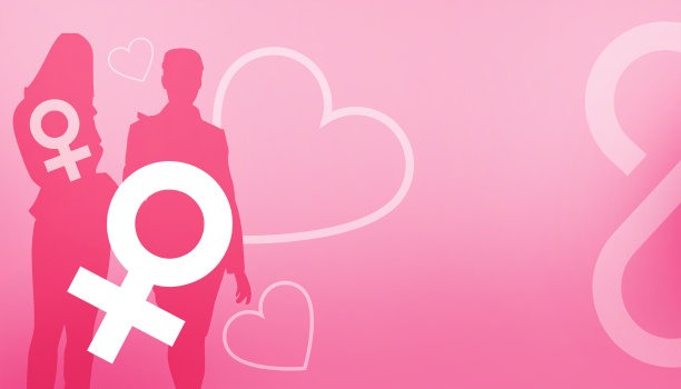 三八国际妇女节march 8 and Beautiful woman概念。爱贺卡设计的横幅上的粉红色。复制空间，数字，横幅，网站-3d渲染图片下载