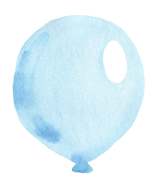 水彩手绘蓝色圆形气球孤立在白色上图片下载