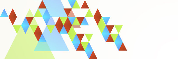 潮流三角形，蓝色，橙色，绿色，多彩的抽象设计旗帜图片下载