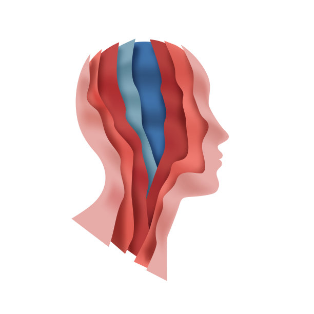 剪纸人的头插图孤立的背景图片下载