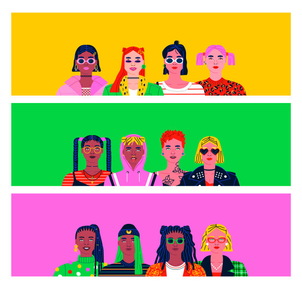 集合各种各样的女性朋友群在一起图片下载