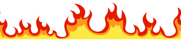无缝的火灾火焰。卡通橙色篝火效果。向量模板图片下载
