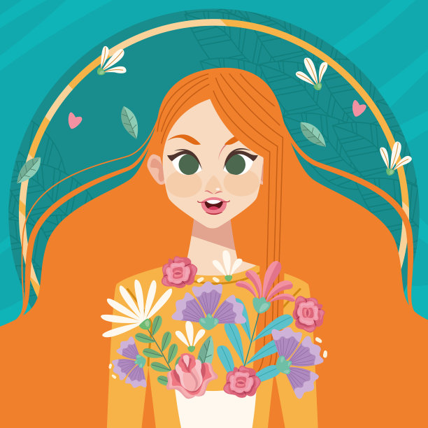 红色头发的年轻女子图片下载