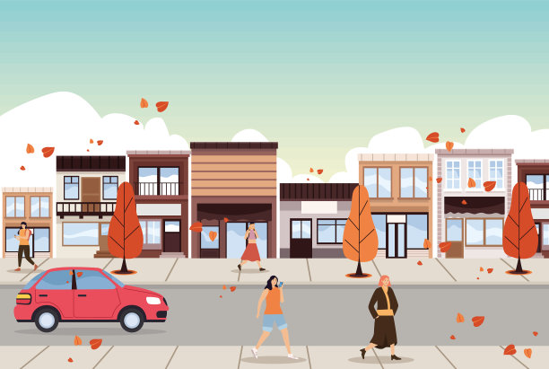 走在秋天里的人图片下载