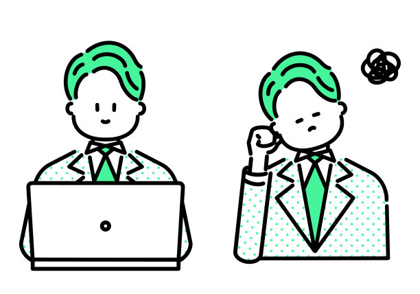 被案头困扰的商人矢量插画素材集(绿色)图片下载