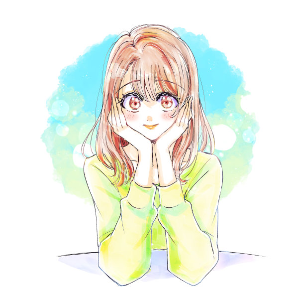 恋爱中的女人用手托着下巴图片下载