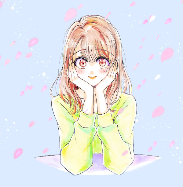 恋爱中的女人用手托着下巴图片下载