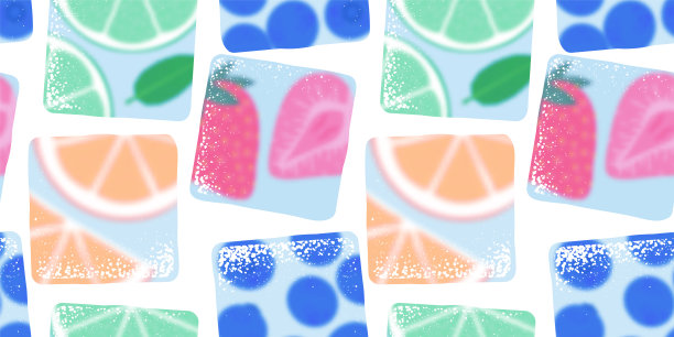 夏季水果冰立方无缝图案插图图片下载