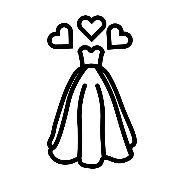 婚纱图标从生日和派对收集。薄线性婚纱，新娘，礼服轮廓图标孤立在白色背景。线向量婚纱标志，网络和移动的标志。图片下载