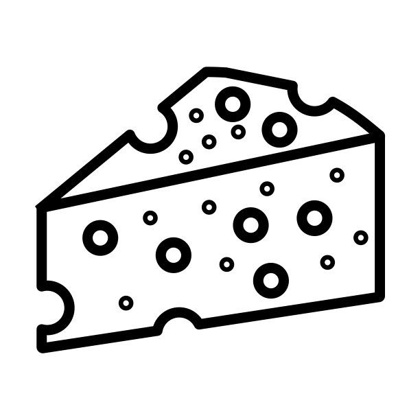 从小酒馆和餐厅收集的奶酪图标。薄薄的线性奶酪片，奶酪片轮廓图标孤立在白色背景上。线矢量块的乳酪符号，符号为网和。图片下载