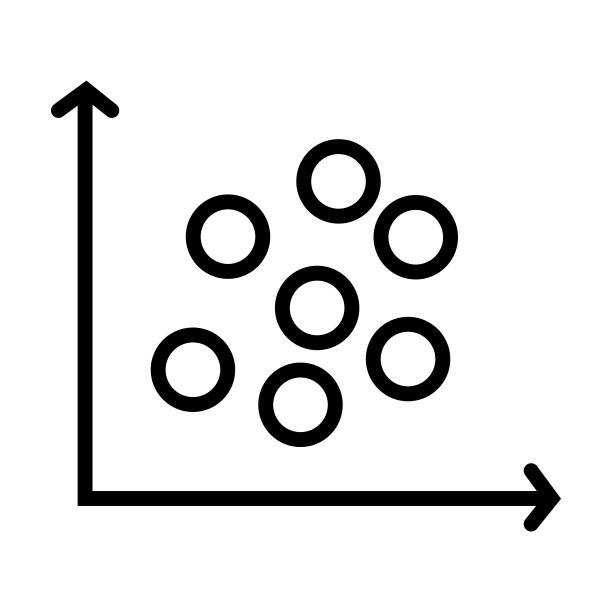 商业系列散点图图标。在白色背景上隔离的细线性散点图、数据、演示文稿轮廓图标。用于Web和移动设备的线性矢量散点图标志、符号。图片下载
