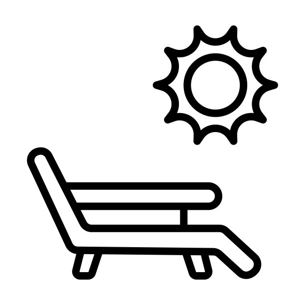 从野营收集甲板椅子图标。薄线性甲板椅子，假期，假期轮廓图标孤立在白色背景。线向量甲板椅标志，网络和移动符号。图片下载