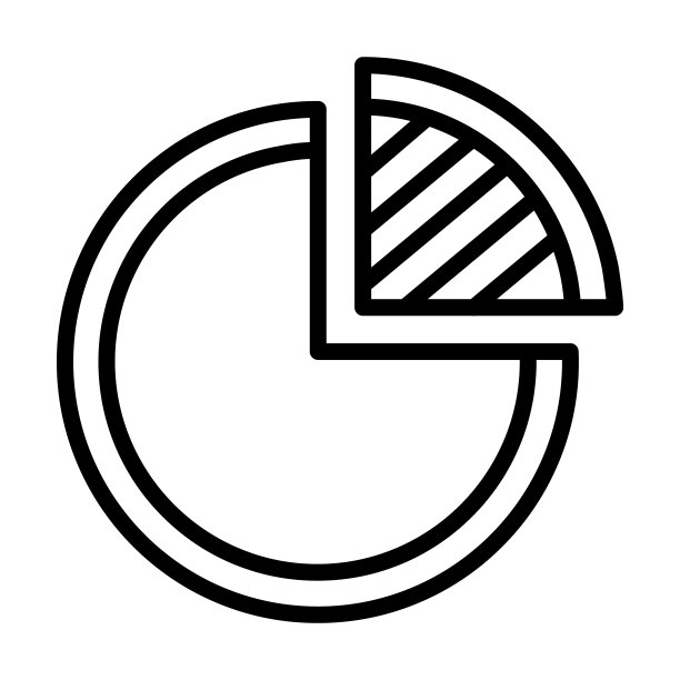 来自业务收集的季度饼图图标。薄线性四分之一饼图，数据，饼图轮廓图标孤立在白色背景上。线矢量四分之一饼状图符号，网页和移动的符号。图片下载