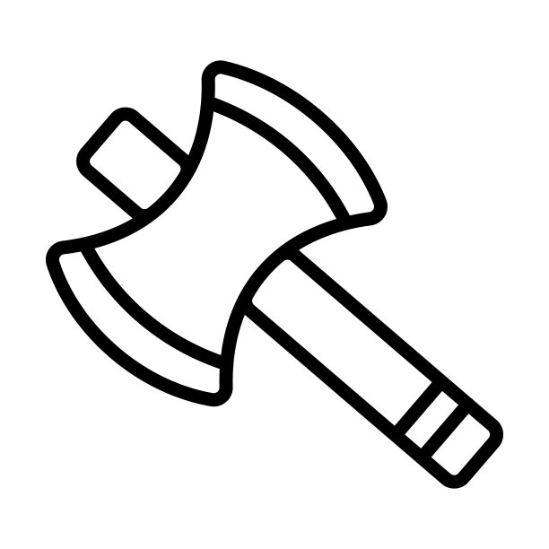 斧头图标从露营收集。细线轴，斧头，刀片轮廓图标孤立在白色背景上。线向量轴符号，网页符号和移动符号。图片下载