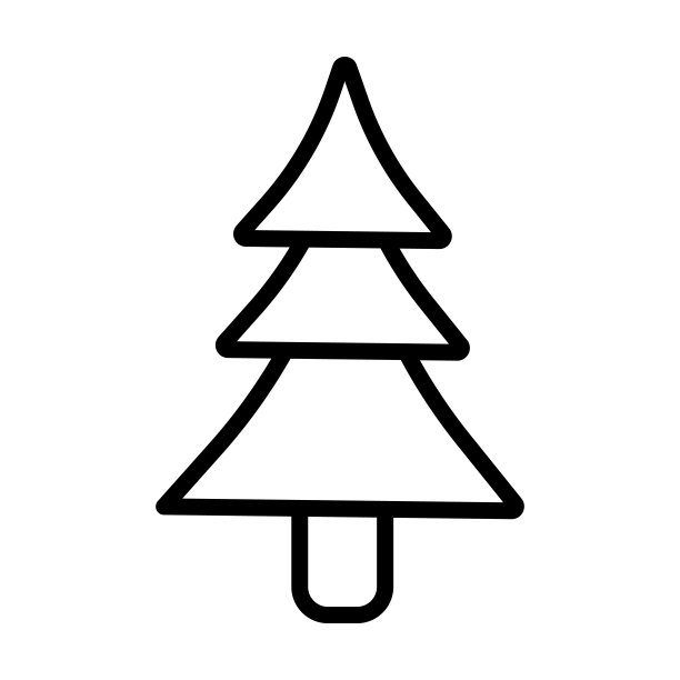 从野营收集树图标。细线性树，自然，森林轮廓图标孤立在白色背景。线向量树符号，网络和移动符号。图片下载