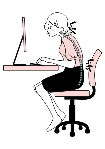 女性在使用电脑时扭曲的姿势所引起的疼痛图片下载