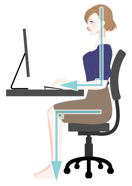 一名女子以良好的角度姿势击打电脑图片下载