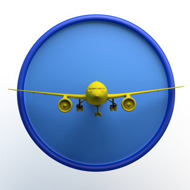 旅行图标与飞机在孤立的白色背景。3 d演示。应用程序。图片下载