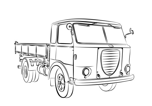 旧卡车的草图。图片下载