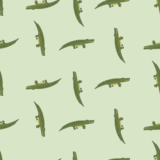 可爱的鳄鱼无缝图案。有趣的动物的背景。图片下载