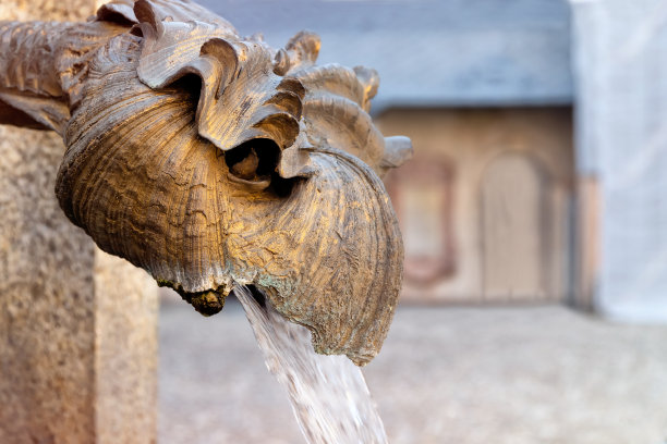 德国帕绍大教堂庭院里的装饰喷泉的特写图片下载