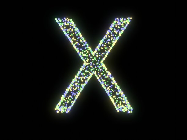 发光立方体主题字体字母X图片下载